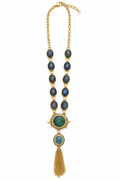 Lapis, Aventurine & Onyx Statement Tassel Necklace