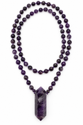 Double-Strand Amethyst Bead & Point Pendant Necklace
