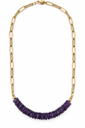 Cristina V. Amethyst & 18K Gold-Plated Paperclip Chain Necklace