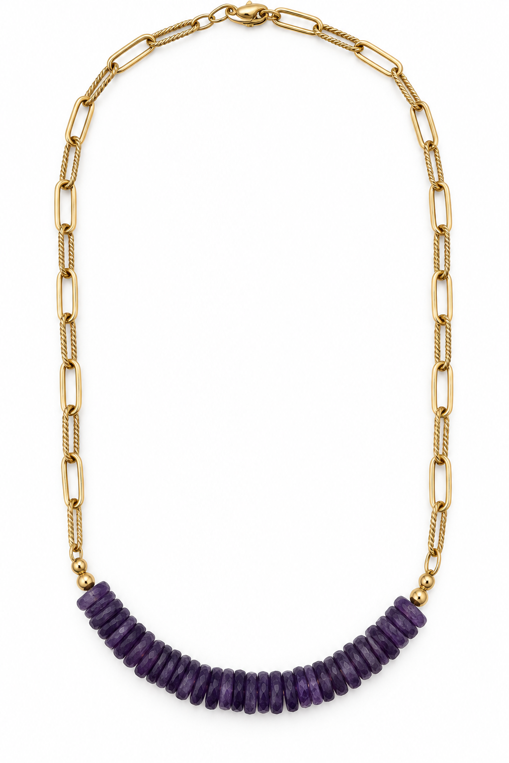 Cristina V. Amethyst & 18K Gold-Plated Paperclip Chain Necklace