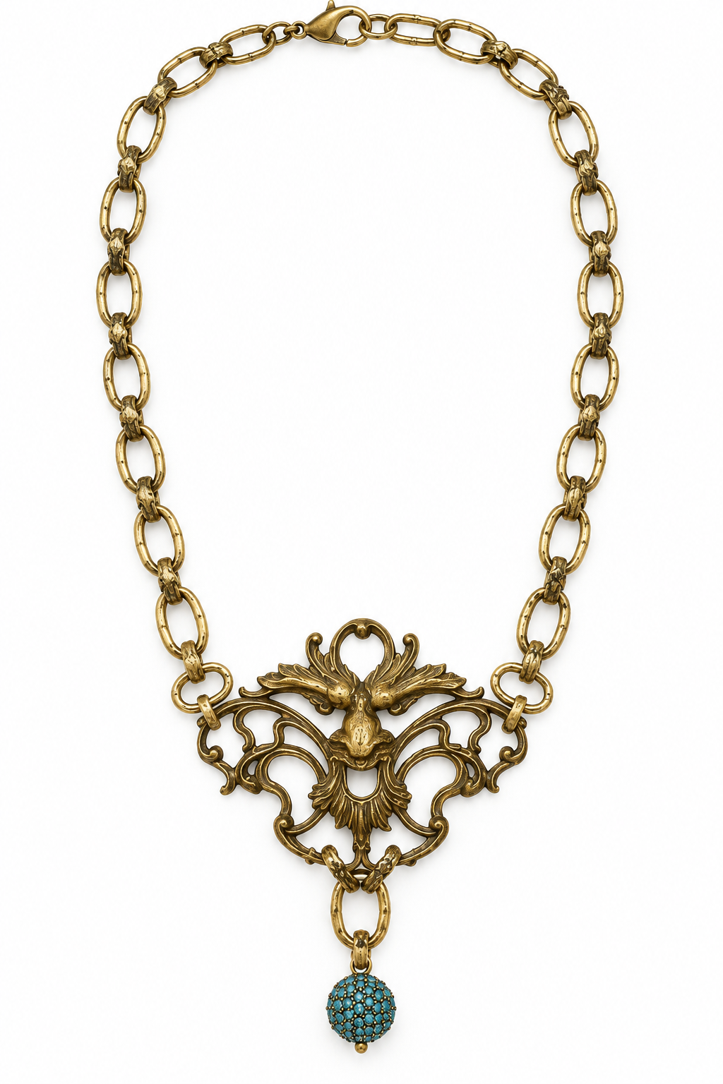 Lulu Frost Antique Bronze Figural Pendant Necklace