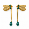 Arra by Aradhana Green Onyx Dragonfly Earrings
