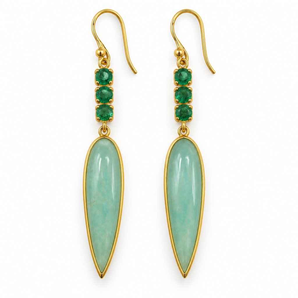 Arra by Aradhana Chalcedony & Green Onyx Earrings