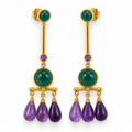 Arra by Aradhana Amethyst & Green Onyx Earrings