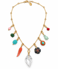 Mixed Gemstone & Vintage Charm Necklace