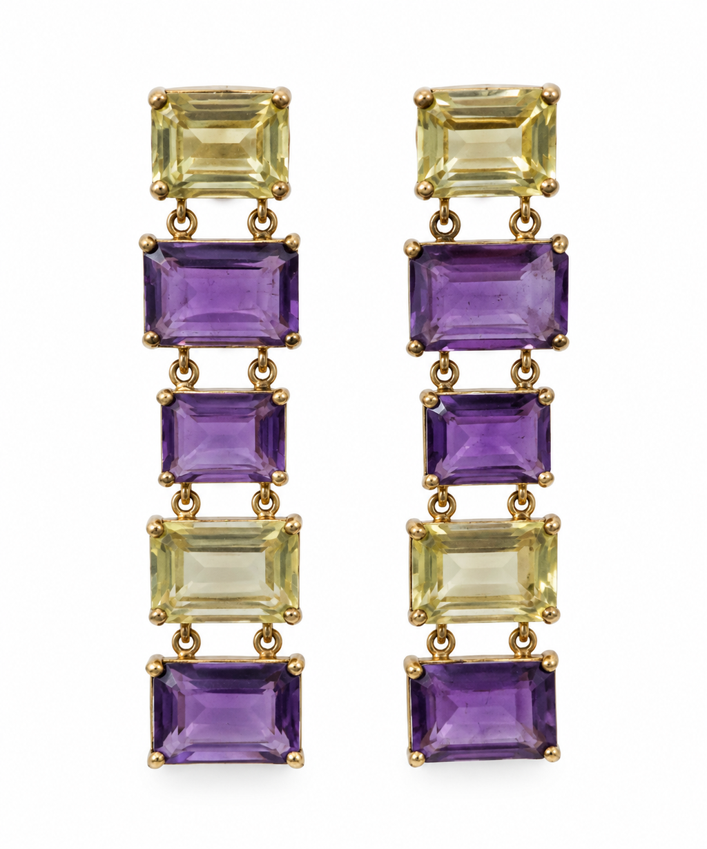 Lemon Quartz & Amethyst Statement Earrings