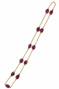 Dyed Ruby & Zirconite Double-Strand Opera Necklace