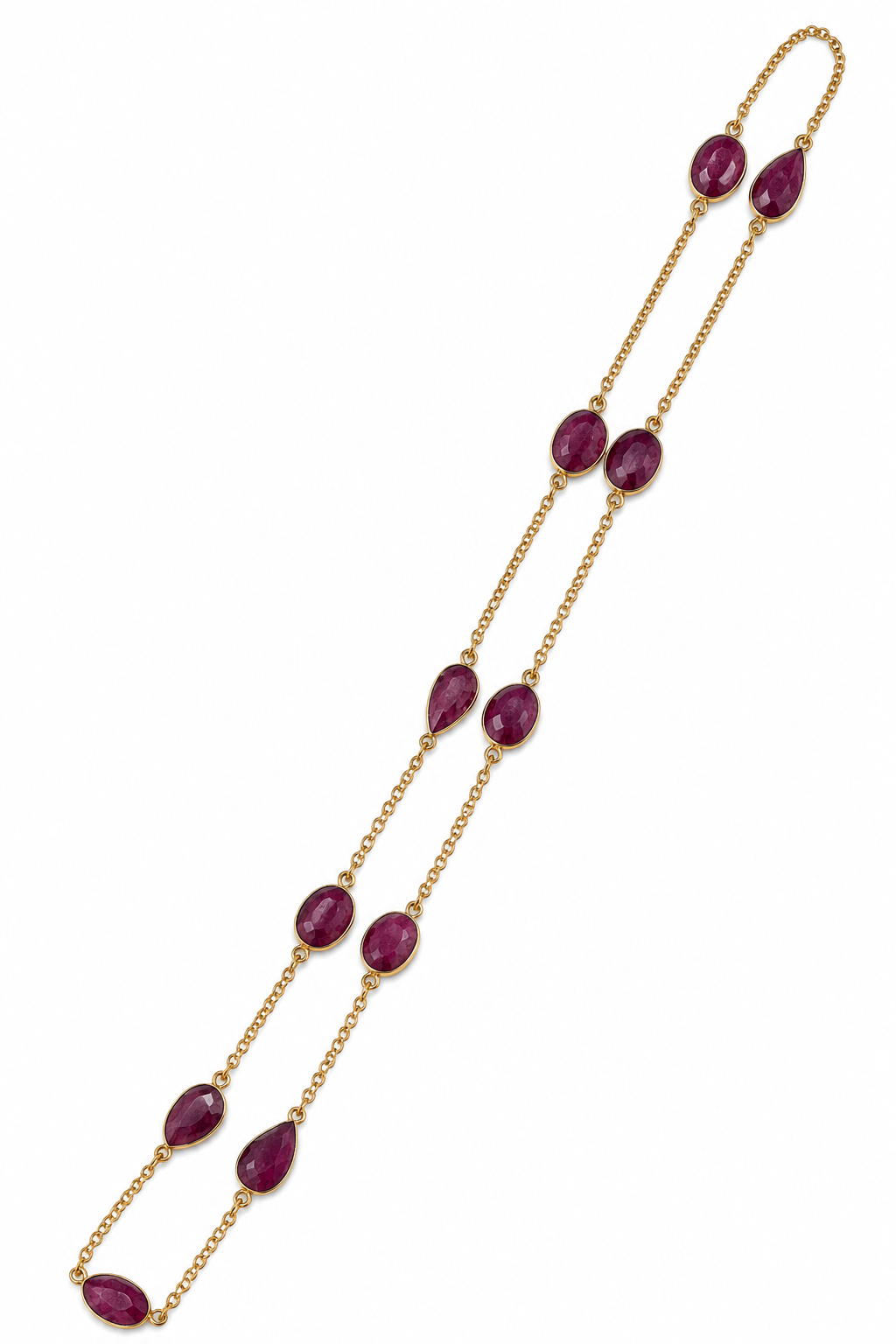 Dyed Ruby & Zirconite Double-Strand Opera Necklace