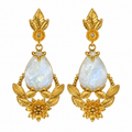 Milky Quartz Cleopatra Gold-Plated Drop Earrings