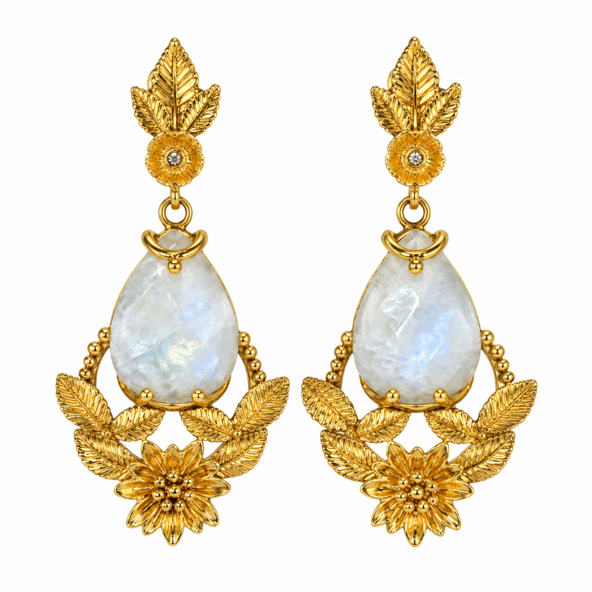 Milky Quartz Cleopatra Gold-Plated Drop Earrings