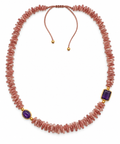 Rhodochrosite & Amethyst Silk Cord Necklace