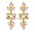 Gold-Plated Geometric Abalone Drop Earrings