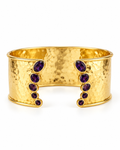 14K Gold-Plated Hammered Amethyst Cuff