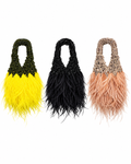 Woven Rhinestone & Ostrich Feather Bag