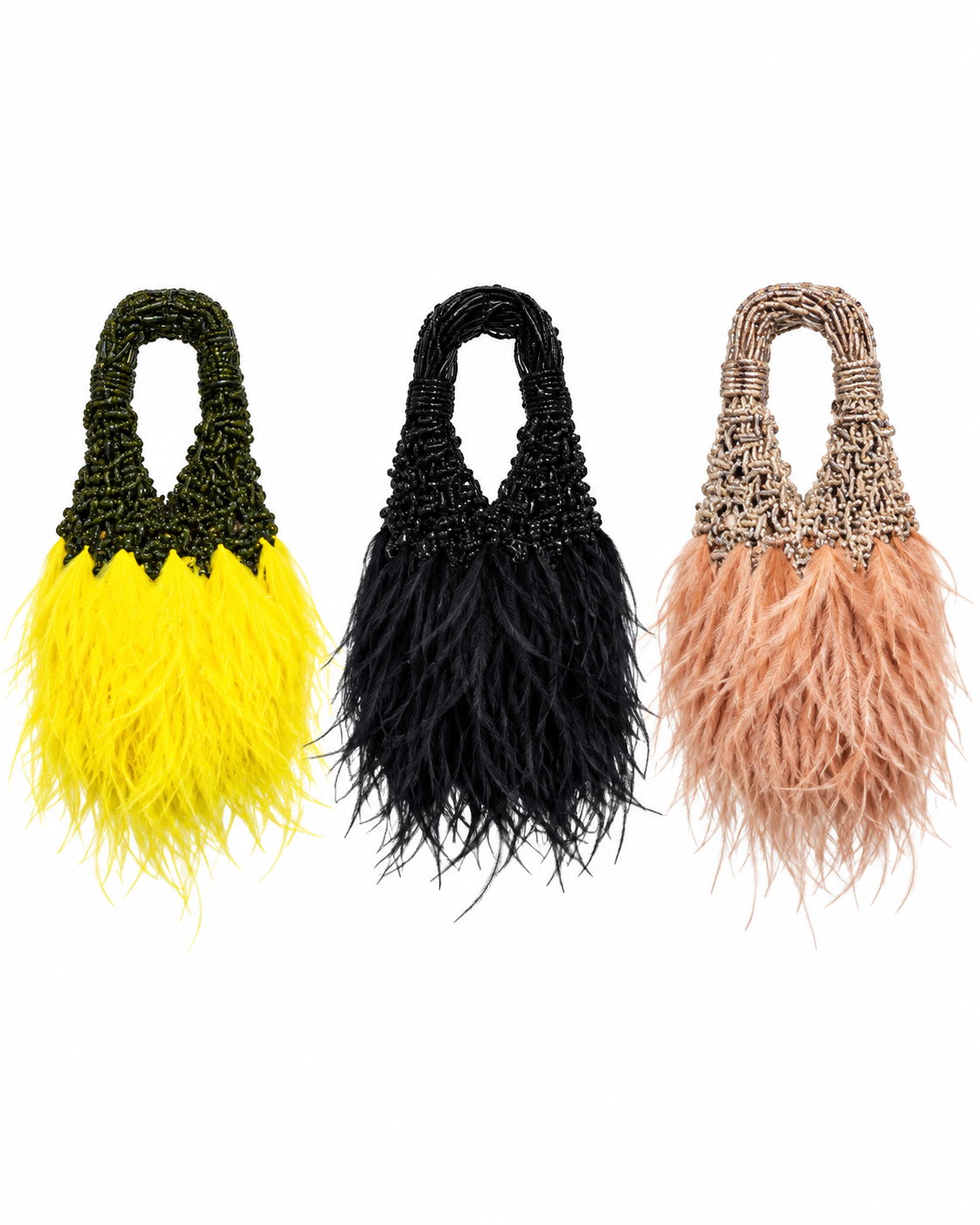 Woven Rhinestone & Ostrich Feather Bag