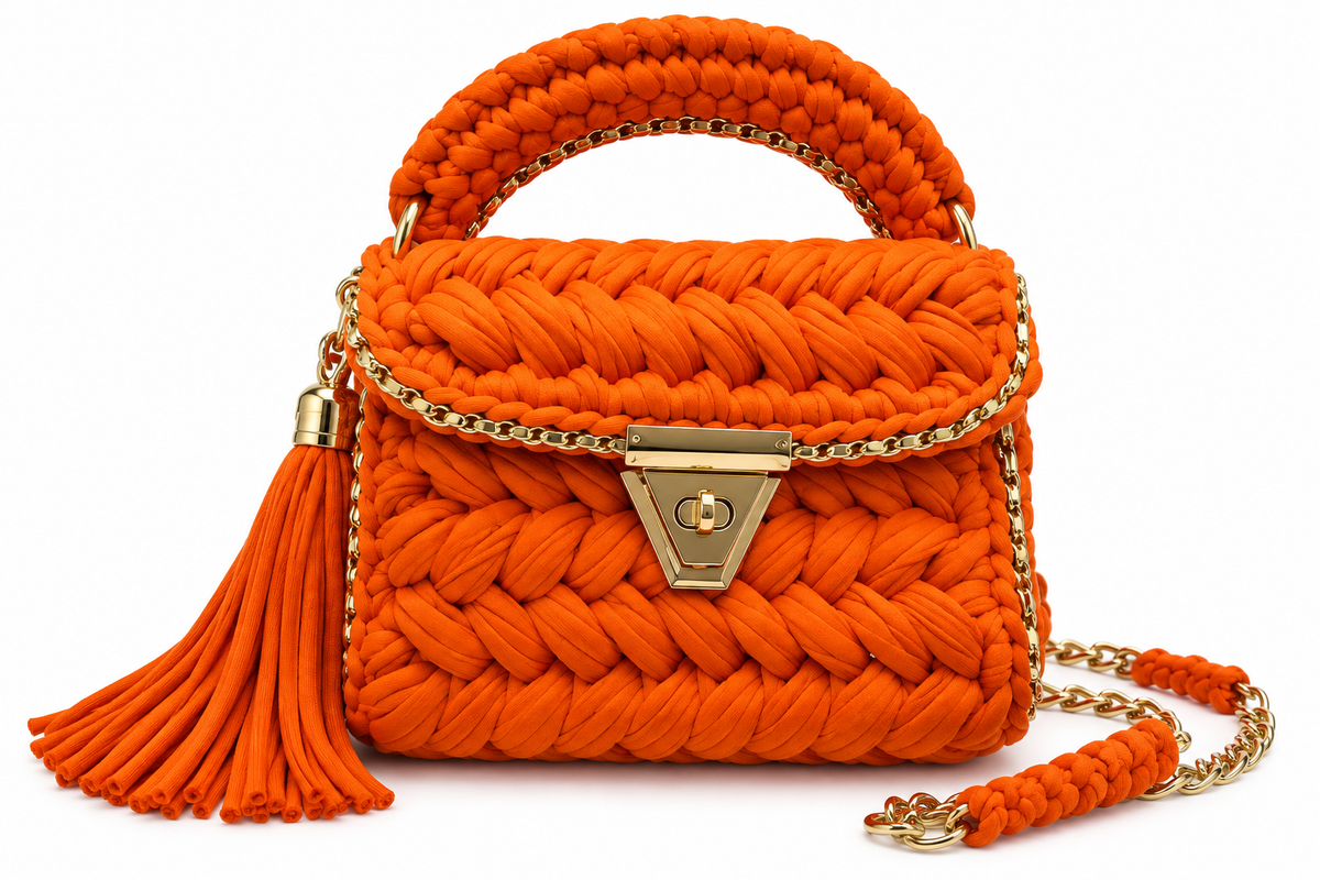 Orange Chunky Crochet Mini Crossbody Bag