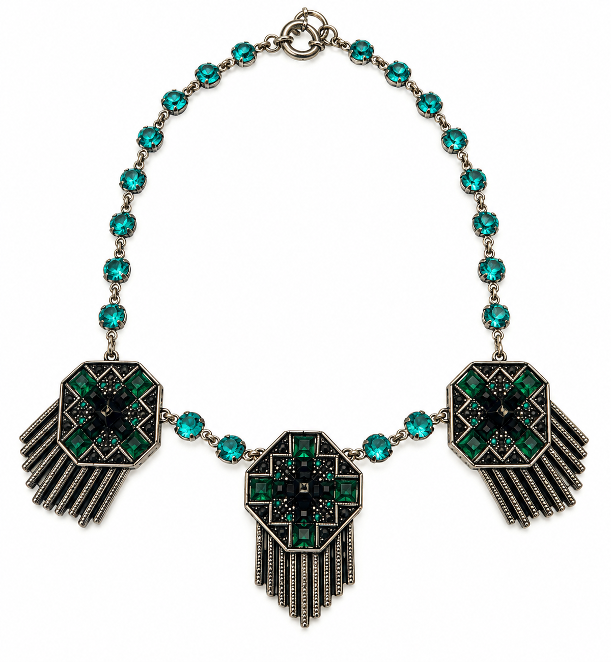 Lulu Frost Antique Silver Crystal & Glass Necklace