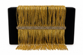 Black Silk Box Clutch with Gold Chain Fringe