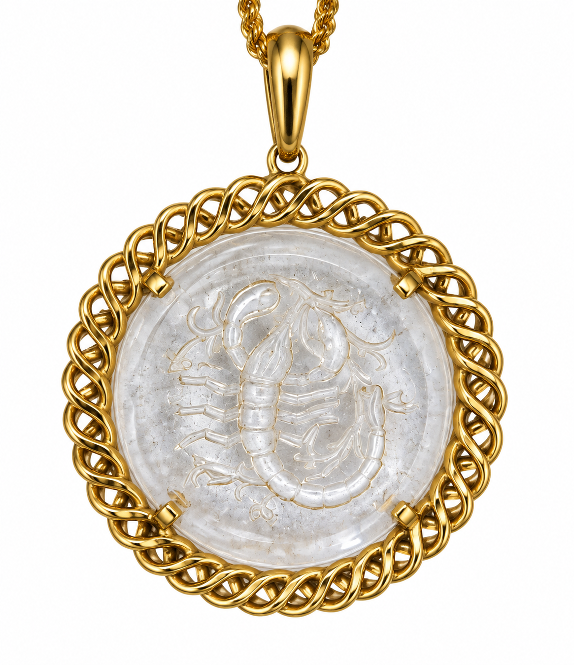 Trifari Scorpio Zodiac Intaglio Necklace - Vintage