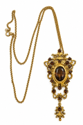 Amber Rhinestone Renaissance Necklace - Vintage