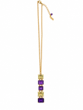 Lemon Quartz & Amethyst Gold-Tone Pendant Necklace