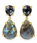 Labradorite & Black Obsidian Gold-Tone Drop Earrings