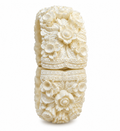 Ivory Floral Carved Acrylic Cuff - Vintage