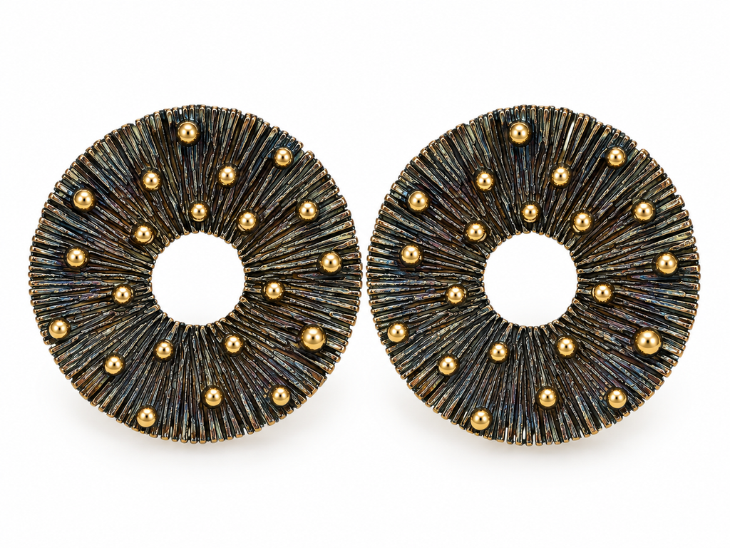 Silver Sea Urchin Statement Stud Earrings