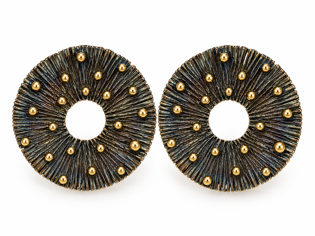 Silver Sea Urchin Statement Stud Earrings