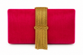 Fuchsia Pink Silk Clutch with Gold Chain Fringe