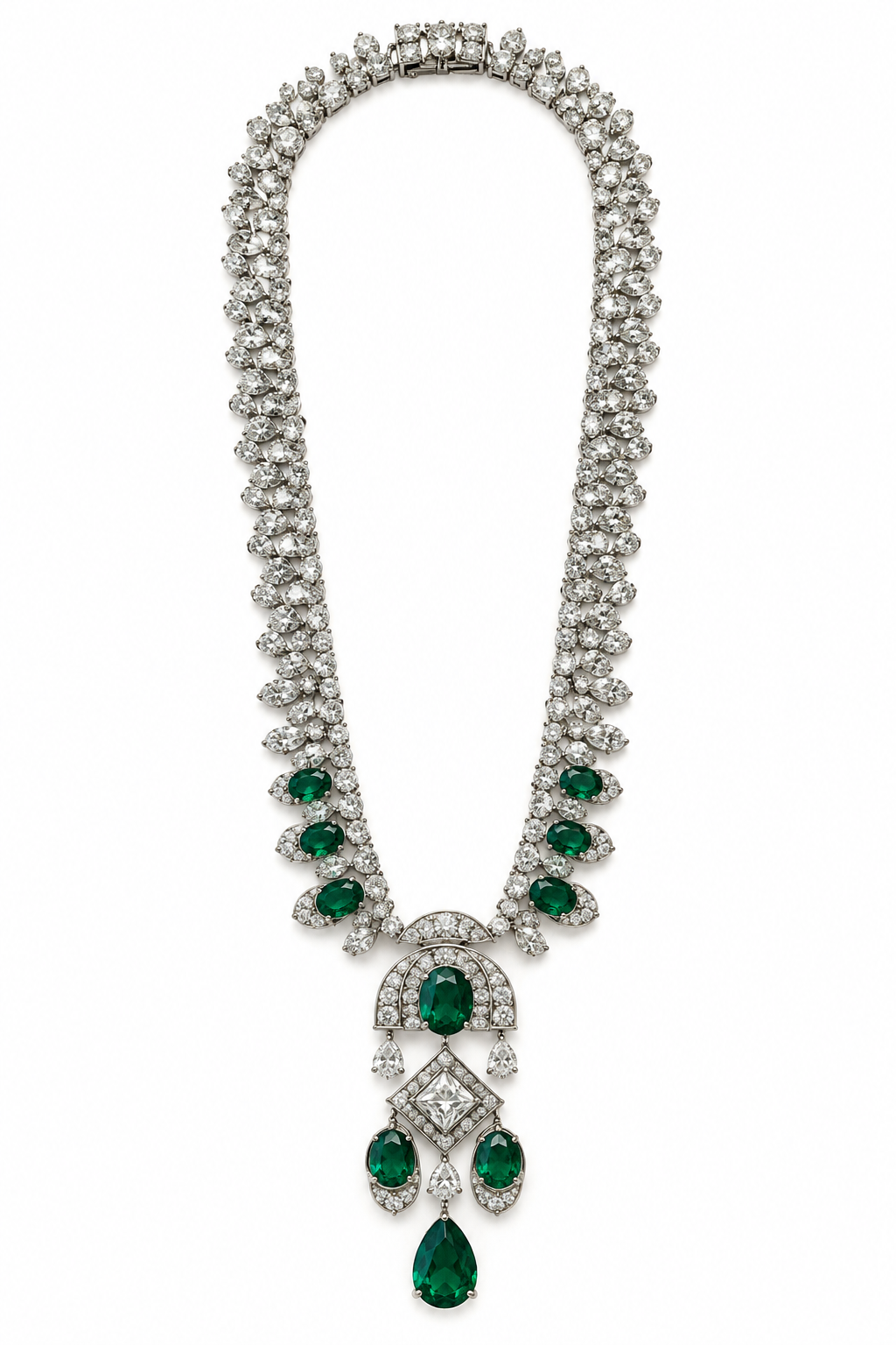 Versailles CZ & Emerald Rhinestone Necklace
