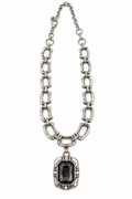 Tova Silver Plated Necklace With Large Rhinestone Drop