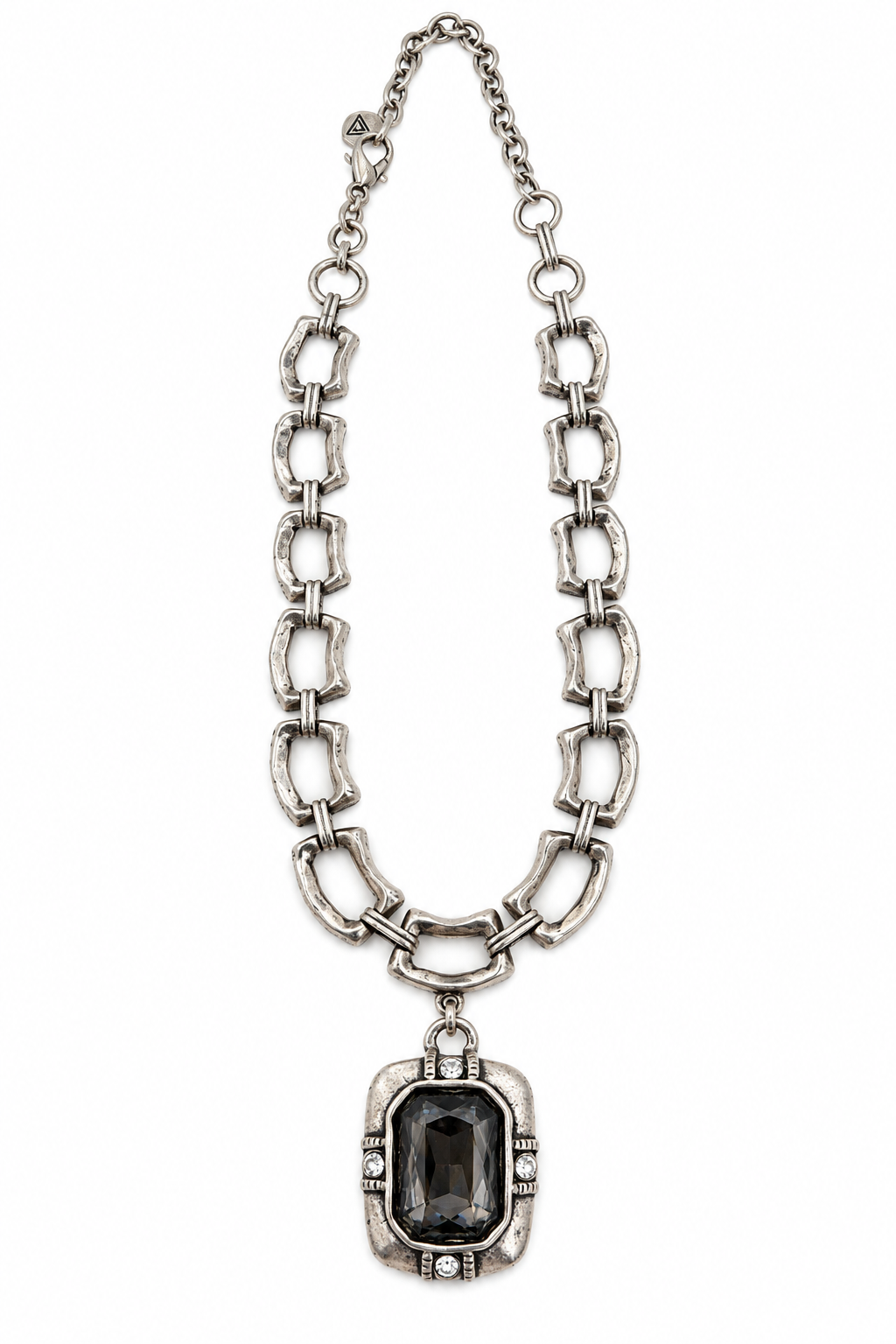Tova Silver Plated Necklace With Large Rhinestone Drop