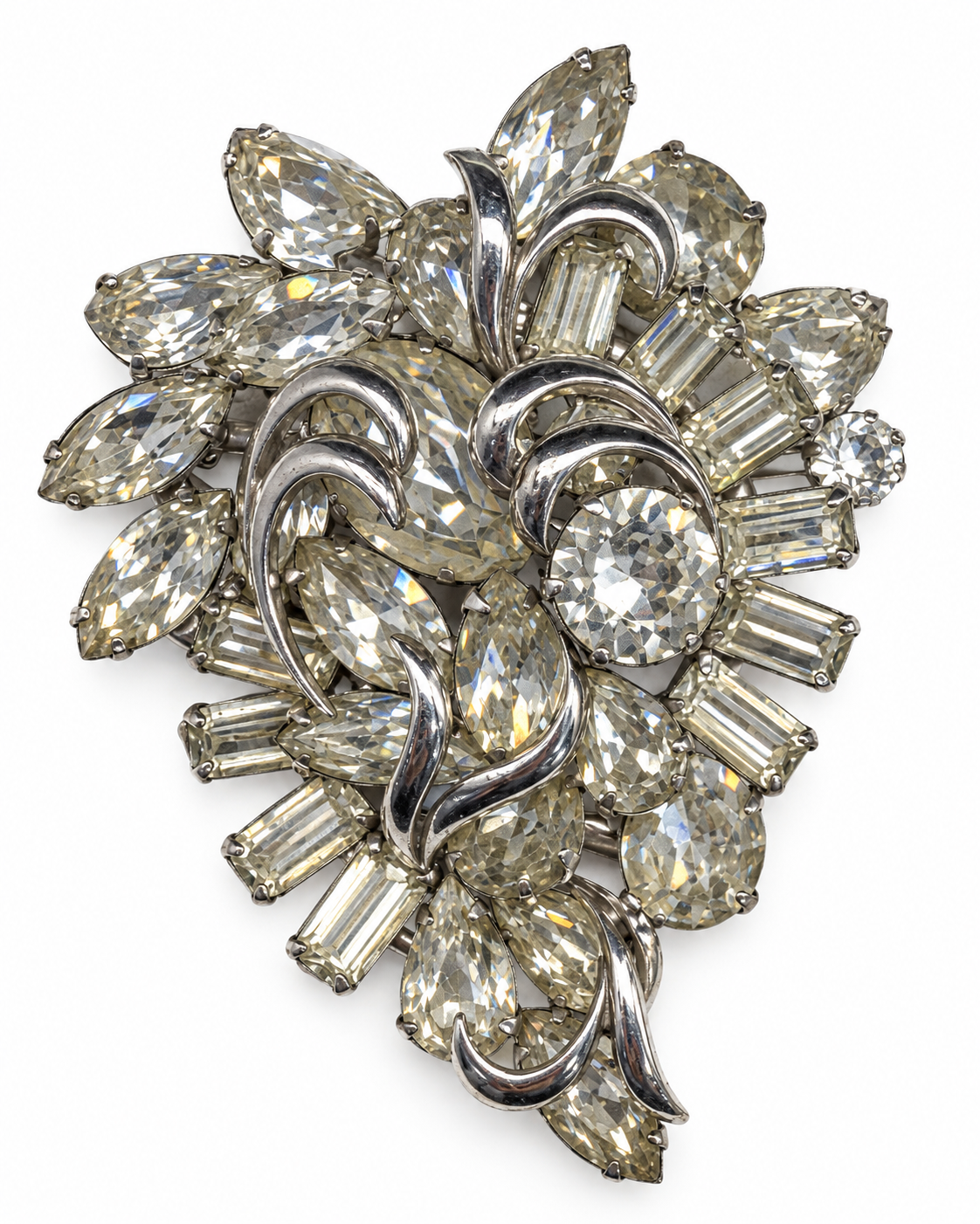 Weiss Rhinestone Floral Brooch - Vintage