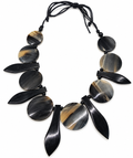 Black & Natural Carved Horn Statement Necklace