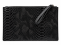 Black Faux Python Embossed Wristlet