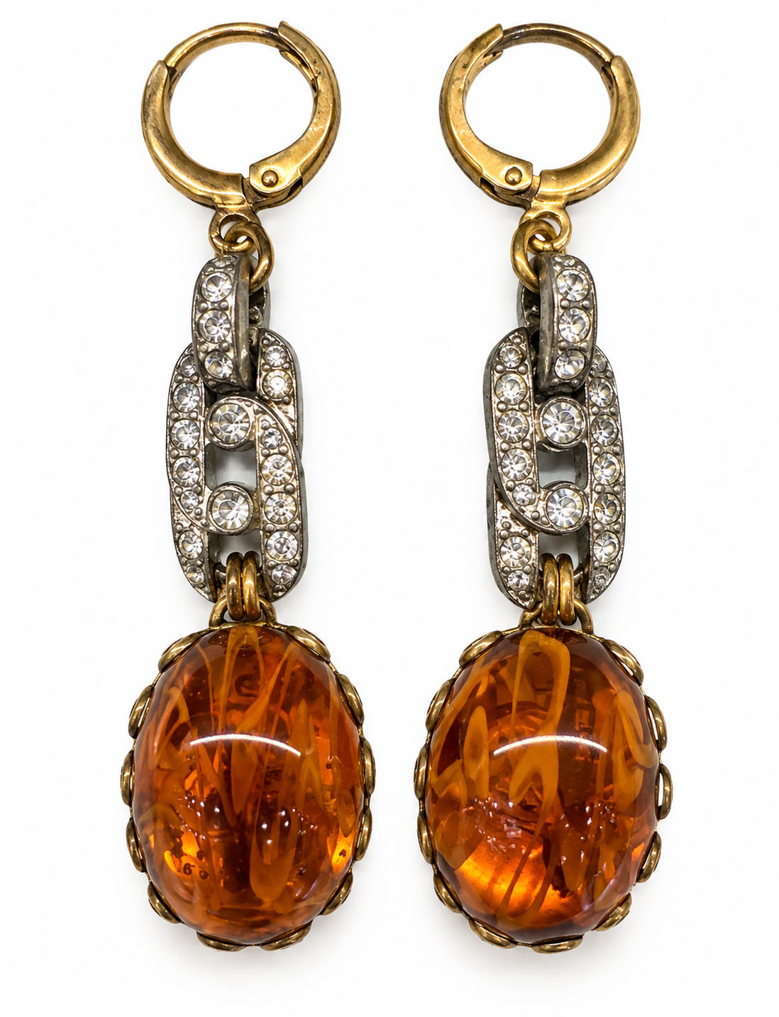 Amber Resin Drop Earrings - Vintage Reworked