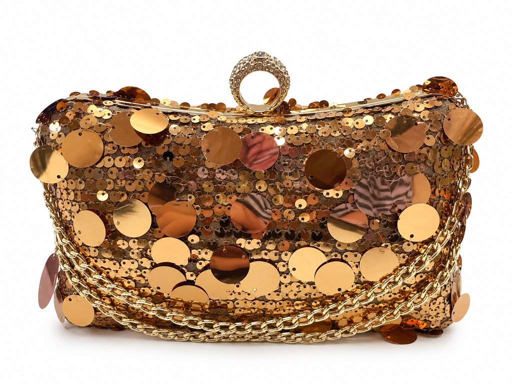 Rose Gold Coin & Sequin Embellished Bag