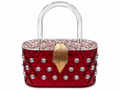 Red Acrylic Crystal-Embellished Box Bag