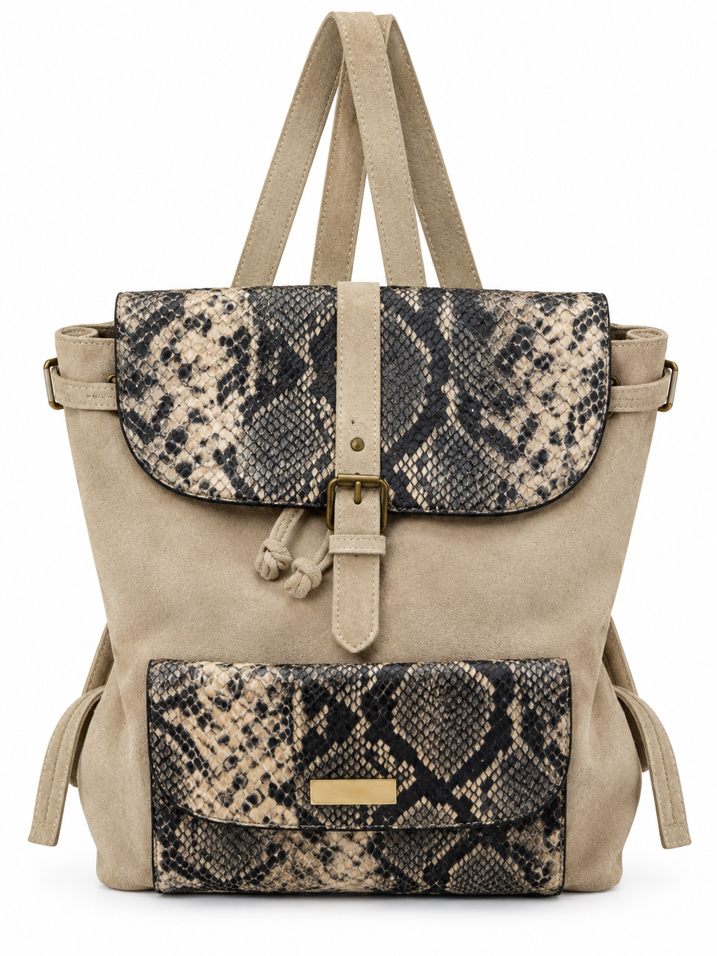 Python Print & Suede Backpack