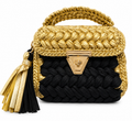 Black & Gold Braided Mini Handbag