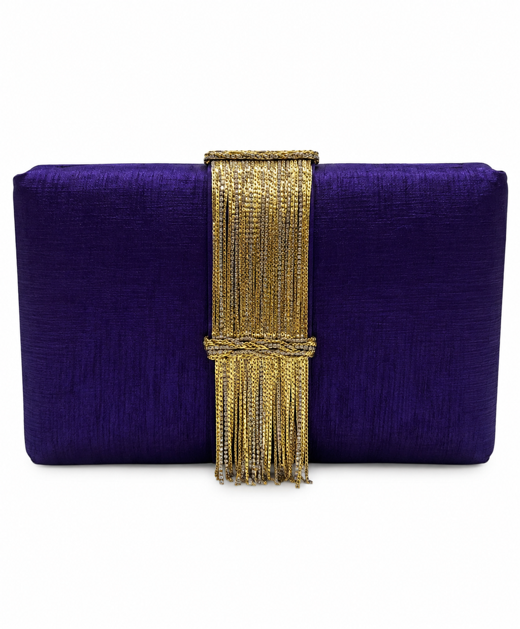 Simitri Purple & Gold Fringe Clutch