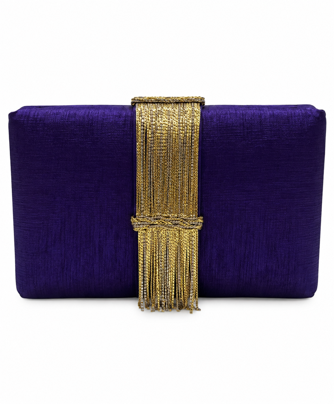 Simitri Purple & Gold Fringe Clutch