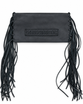 Black Leather Fringe Handbag