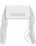 White Leather Fringe Handbag