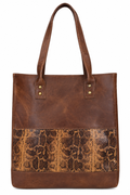 Faux Brown Leather & Animal Print Tote Bag
