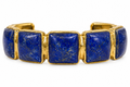 Lapis Lazuli Geometric Gold-Plated Cuff Bracelet