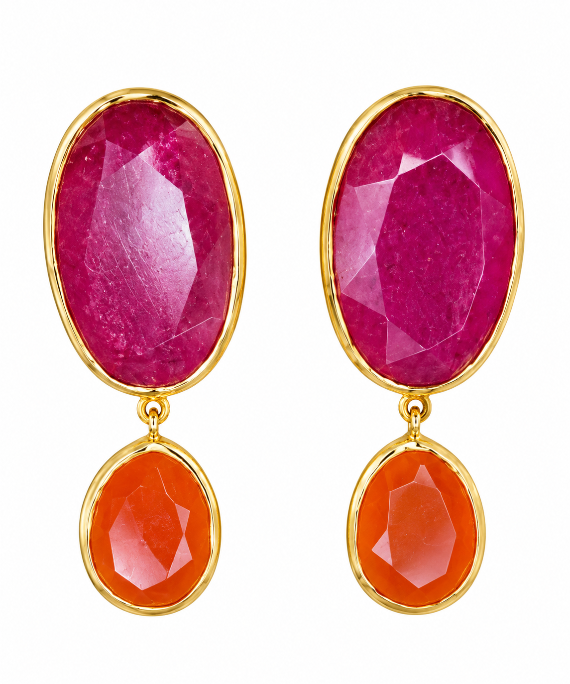 Pink Jade & Carnelian Drop Earrings