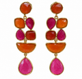 Pink Jade, Onyx & Carnelian Multicolor Drop Earrings