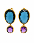 Blue Iolite & Amethyst Double Drop Earrings